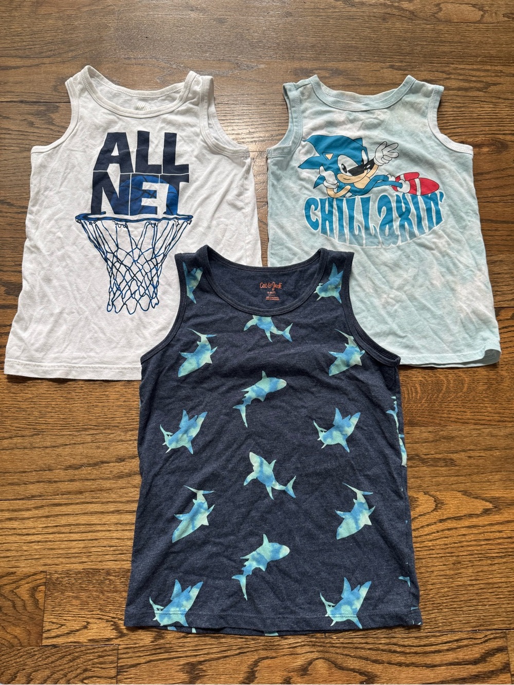 Boys Tank Top Bundle Size S 6/7 Sonic Cat & Jack Basketball Shar
